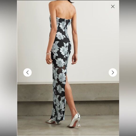 ROTATE BIRGER CHRISTENSEN appliquéd recycled-mesh/satin maxi dress, 36 - Picture 3 of 15